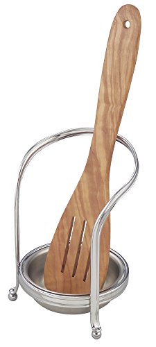 InterDesign York Houseware, Upright Spoon & Spatula Rest for Kitchen Countertops - Chrome