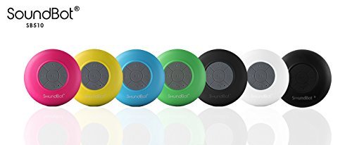 SoundBot® SB510 HD Water Resistant Bluetooth 3.0 Shower Speaker, Handsfree Portable Speakerphone with Built-in Mic, 6hrs of playtime, Control Buttons and Dedicated Suction Cup for Showers, Bathroom, Pool, Boat, Car, Beach, & Outdoor Use - Black