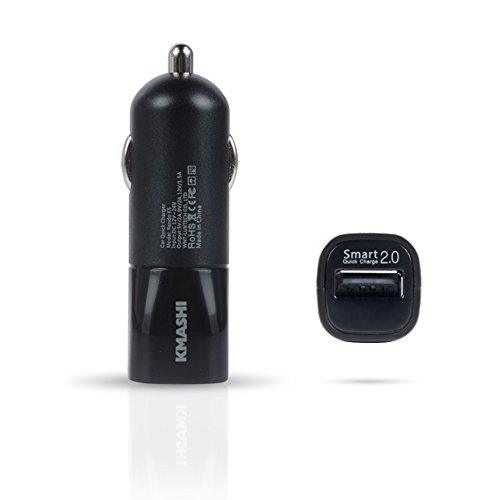 KMASHI® Quick Charge 2.0 (12V/1.5A 9V/2A 5V/2A)18W Smart Car Charger Rapid QC Port for Samsung Galaxy S6 Edge Note 4 Google Nexus 6 Motorola Droid Turbo Moto X (2014) HTC One M8/M9 and more