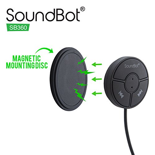 SoundBot SB360 Bluetooth 4.0 Car Kit Hands-Free Wireless Talking & Music Streaming Dongle w/ 10W Dual Port 2.1A USB Charger + Magnetic Mounts + Built-in 3.5mm Aux Cable