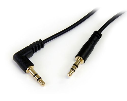 StarTech.com MU1MMSRA 1 feet Slim 3.5mm to Right Angle Stereo Audio Cable - M/M