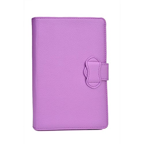 Tsmine Micromax Canvas Tab P650E / P690 / P666 Tablet Wireless Bluetooth Keyboard Folio Premium Leather Case [2-in-1 Detachable, Built-in Stand, QWERTY Keyboard, Rechargeable, Unversial], Purple