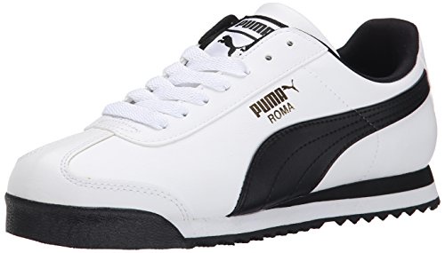 PUMA Men's Roma Basic Leather Sneaker,White/Black Leather,8 D US