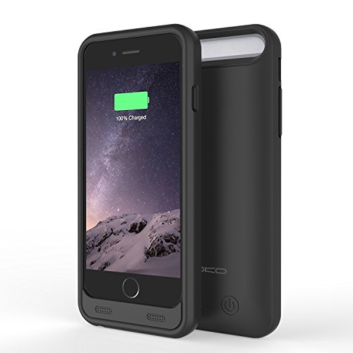 MoKo iPhone 6 Battery Charger Case - 3100mAh Protective Extended iPhone 6 Battery Charging Case with Removable / Rechargeable Power Cover for iPhone 6 4.7 Inch, Fit with Any Version of Apple iPhone 6 (a.k.a iPhone 6 Battery Pack / iPhone 6 Power Case / iPhone 6 USB Juice Bank / iPhone 6 Battery Charger), BLACK (WILL NOT Fit iPhone 6 Plus 5.5 Inch)