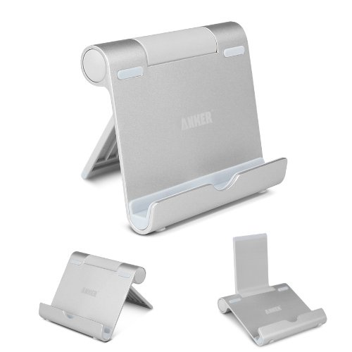 Anker® Multi-Angle Portable Stand for Tablets 7-10 inch, E-readers and Smartphones, Durable Aluminum Body, Compatible for Apple iPad Air / iPad Air 2, iPad Mini Retina 2,3, iPhone 6 Plus 5S 5C 5 4S 4; Samsung Galaxy Tab 2 Tab 3 Tab 4 , Note 3, 4, 8.0 10.1, S5, S4, S3, Galaxy S4 S5; Google Nexus 4,5,6, 7, 9, 10; Asus EeePad Transformer, HTC One (M8),Lenovo Tab (Silver)