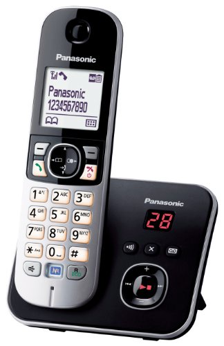 Panasonic KX-TG6821GB DECT-Schnurlostelefon (4,6 cm (1,8 Zoll) Grafik-Display) mit Anrufbeantworter schwarz