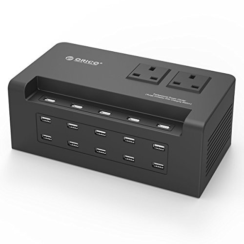 ORICO 15 Port Ultimate USB Charging Station with 2 AC Outlet, Black (ORICO PPC-2A15U-US-BK)