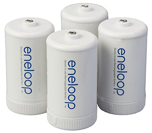 Panasonic BQ-BS1E4SA Eneloop D Size Spacers for Use with Ni-MH Rechargeable AA Battery, 4 Count