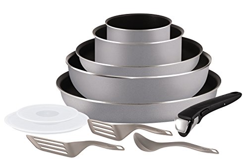 Tefal L2149902 Set de poêles et casseroles - Ingenio 5 Essential Gris Scottish 11 Pièces - Tous feux sauf induction