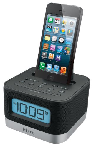 iHome iPL8BN Stereo FM Clock Radio with Lightning Dock for iPhone 5/5S and 6/6Plus