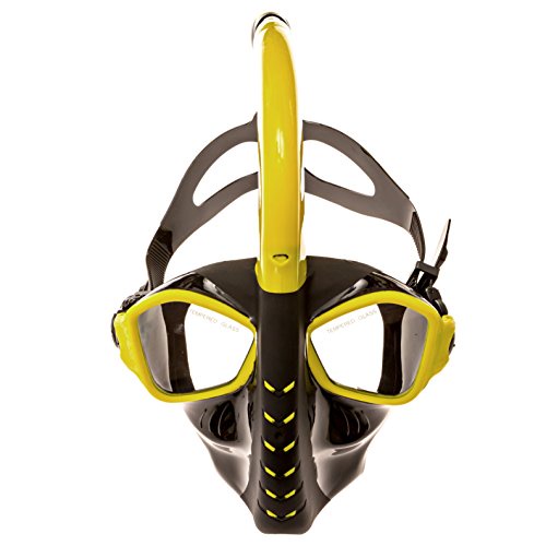 2016 OlySpeed® Alien Innovation Snorkel Mask for Snorkeling & Diving, Full-Face, Easy, Free Breathing Adjustable Mask For Adults & Youth, Dry Snorkel, Anti-Fog & Anti-Leak Technology, Yellow
