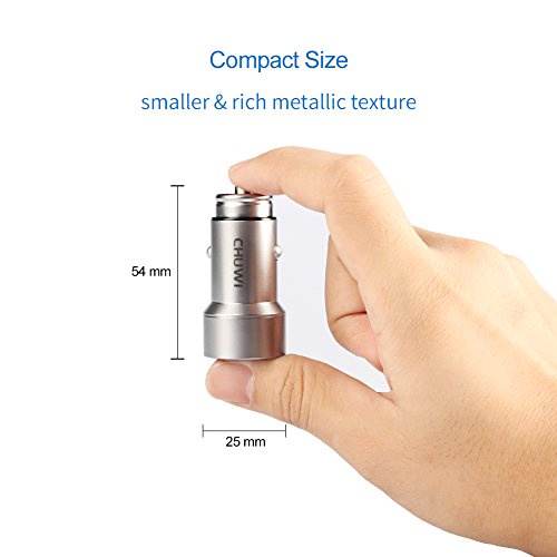 Car Charger, CHUWI Ublue 17W/3.4A Dual USB Car Charger for Apple iPhone 7/7 Plus/6s/6   Plus,iPad Air/Mini/Pro with Smart Charge,Multi-protect Safety System,Brass Unibody   Structure and Blue LED Ring