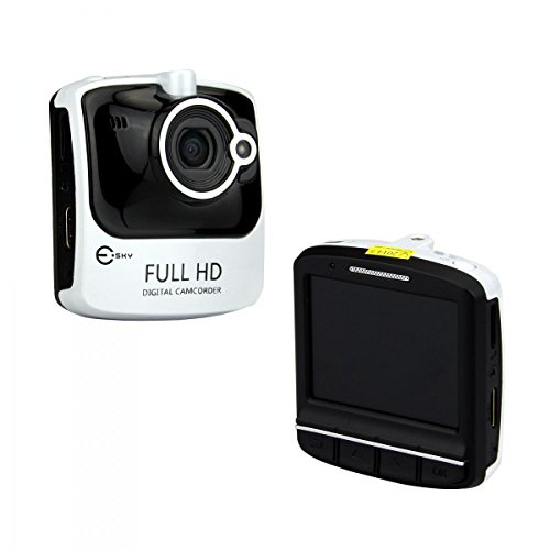 Esky 2.4-inch Full HD H.264 1080P Car Vehicle DVR Road Dash Video Camera Recorder Traffic Dashboard Camcorder, with Build-in Mic and High Quality Suction Cup Bracket, White