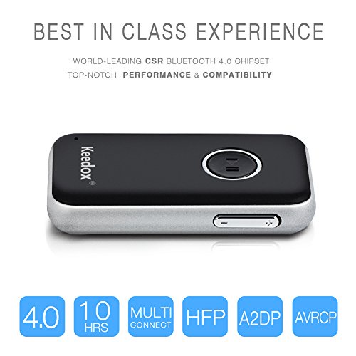 Bluetooth Receiver, Keedox Bluetooth 4.0 Music Receiver Handsfree Car Kit Bluetooth Audio Receiver A2DP 3.5mm for Home Streaming