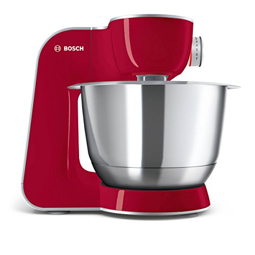 Bosch MUM58720 Küchenmaschine CreationLine, 1000 W, 3,9 l Edelstahl-Rührschüssel, 3D Rührsystem, 7 Schaltstufen, dunkle rot/silber