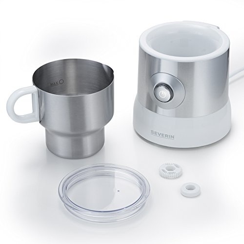 Severin SM 9684 Milchaufschäumer (500 Watt, Induktion, 500 ml, kaltes und warmes Aufschäumen) Edelstahl/weiß