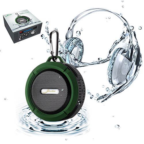 Elivebuy® Waterproof Rugged Wireless Bluetooth 3.0 Outdoor / Shower 5W Driver Speaker, Handsfree Portable Speakerphone with Built-in Mic, Control Buttons and Dedicated Removable Suction Cup for Showers, Bathroom, Pool, Boat, Car, Beach, & Outdoor Use Compatible with Apple Iphone 6,6 Plus, 5s, 5, Galaxy S5, S4 S3, HTC One, Galaxy Note 3 2, Mp3 Player - Army Green