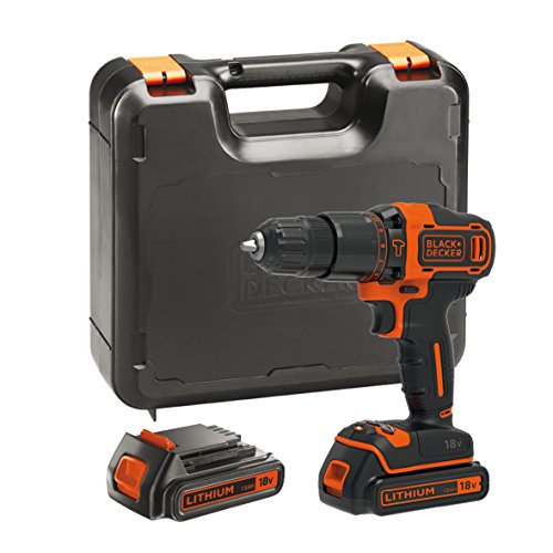 BLACK+DECKER BDCHD18KB-GB 18 V Hammer Drill with Kit Box and 2 Batteries
