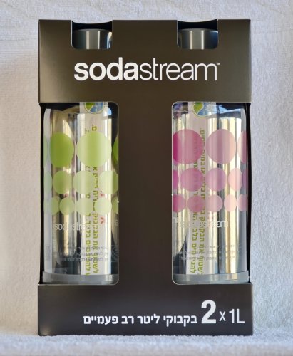 Amazon.com - Sodastream 1l Carbonating Bottles- Gray, Purple / Green Rounds (Twin Pack) - Soda Maker Bottles