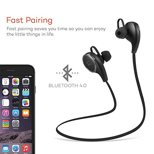 TaoTronics Bluetooth Headphones Wireless Earphones for Running with Mic Bluetooth 4.1, aptX, CVC 6.0 Noise Cancelling, Sweat Proof