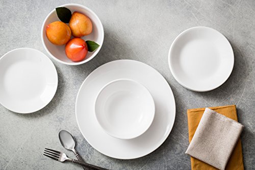Corelle Livingware 18-Piece Glass Dinnerware Set, Winter Frost White, Service for 6