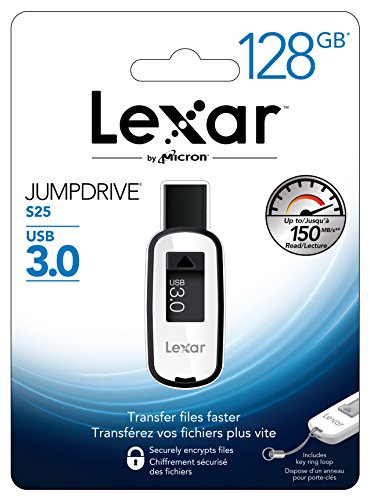Lexar JumpDrive S25 128GB USB 3.0 Flash Drive - LJDS25-128ABEU (Black)