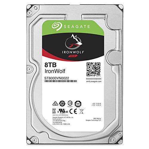 Seagate IronWolf 8 TB 3.5 inch Internal Hard Drive for 1-8 Bay NAS Systems (7200 RPM, 256 MB Cache up to 210 MB/s, 180 TB/Year Workload Rate)