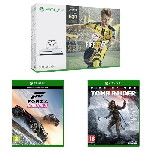 Xbox One S (500GB) with FIFA + Forza Horizon 3 + Rise of the Tomb Raider