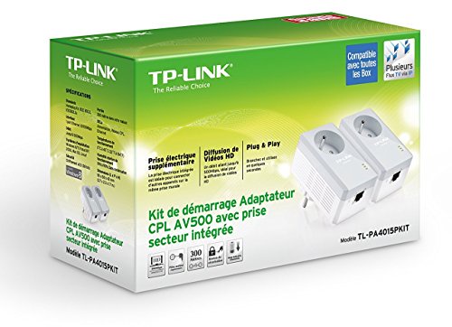 TP-LINK TL-PA4015PKIT 500 Mbps Pack de 2 Mini Adaptateurs CPL (1 Port Ethernet, Prise Intégrée)