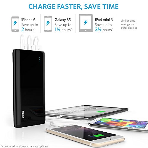 Anker Astro E7 Ultra-High Capacity 25600mAh 3-Port 4A Compact Portable Charger  External Battery Power Bank  with PowerIQ Technology for iPhone, iPad, Samsung and More (Black)
