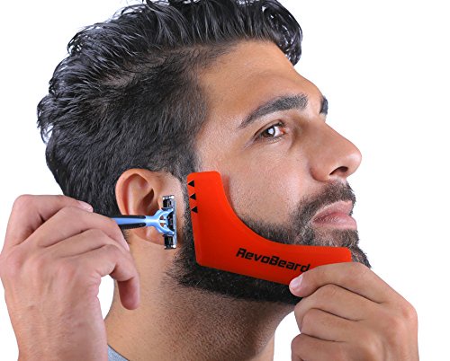 RevoBeard Beard Styling Template/Stencil for Men - Lightweight and Flexible - One Size Fits All - Curve Cut, Step Cut, Neckline & Goatee Beard Shaping Tool