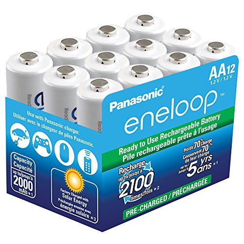 Panasonic BK-3MCCA12SA eneloop AA New 2100 Cycle Ni-MH Pre-Charged Rechargeable Batteries, 12 Pack