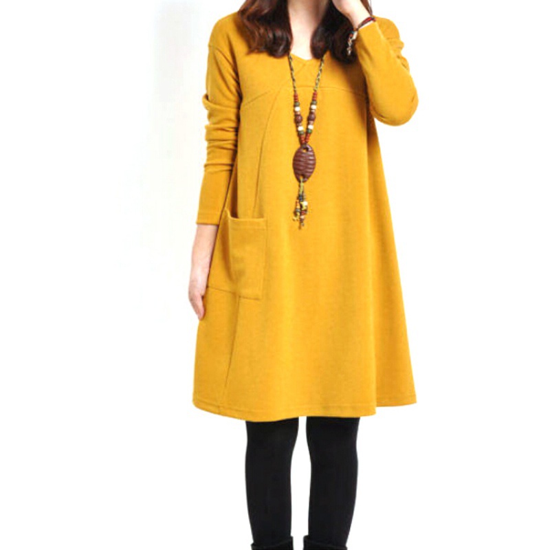 Pregnant Maternity Women Casual Dress Ladies Long Sleeve Loose Dress Tops M-XL S01