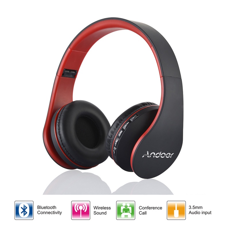 US Stock Andoer LH-811 Wireless Stereo Bluetooth 3.0 + EDR Earphone Headset with Mic MP3 FM Radio for Smart Phones Tablet PC