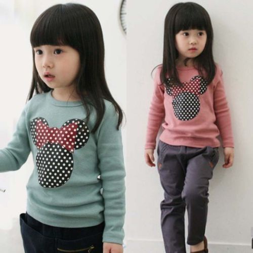 New Kids Toddler Clothes Girls Polka Dot Long Sleeve Casual T Shirt Blouse Tops