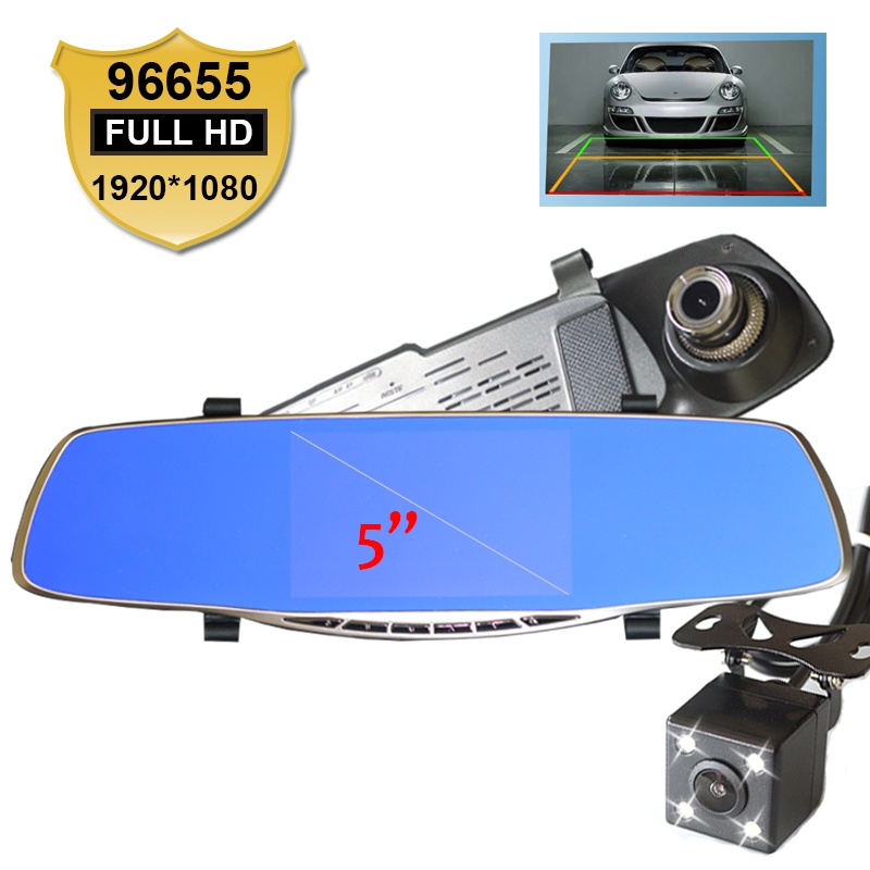 New Full HD 1080P Car Dvr Camera Avtoregistrator 5 Inch Rearview Mirror Digital Video Recorder Dual Lens Registrar Camcorder