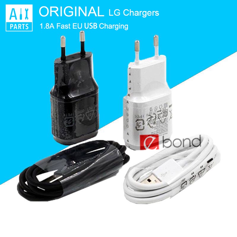 100% Original 1.8A Fast Phone USB Charging Adapter with Micro Cable EU Wall Travel For LG Charger G2 G3 G3S G4 G5 and more