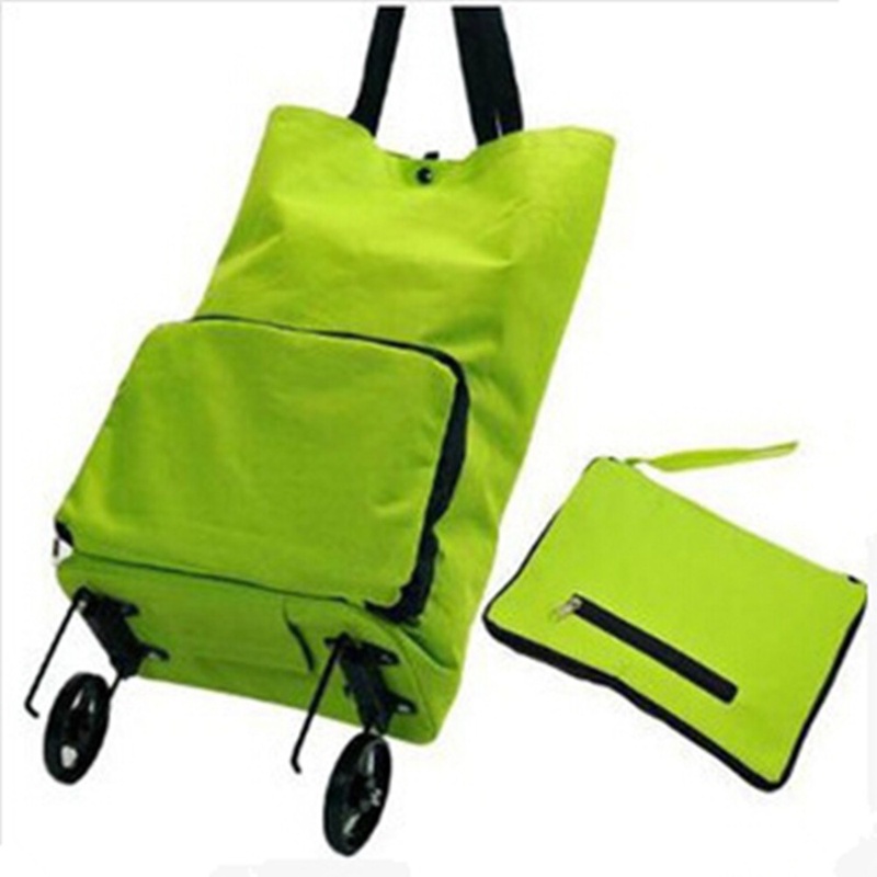 Portable Folding Wheel Trolley Bag Travel Shopping Bags Oxford Cloth
