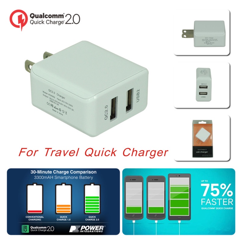 for Qualcomm 2015 New USB Wall Quick Charge 2 Port 2.0 5V 24W with US EU AU UK Plug  for Iphone Ipad Tablet for Samsung