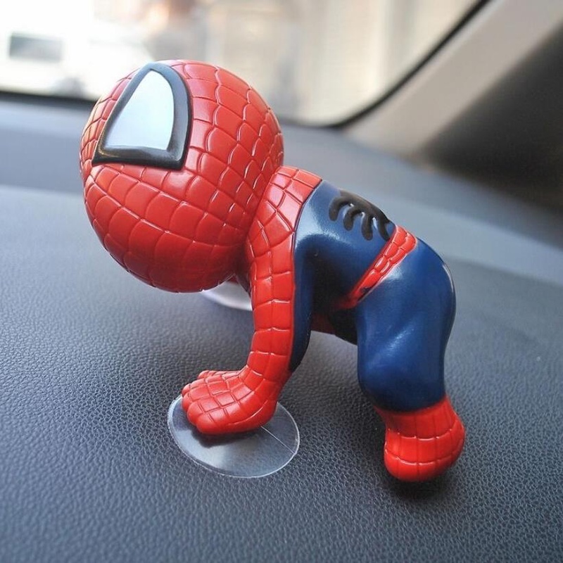 360-degree Rotating Cute 3D Climbing Spiderman Styling with Suckers Doll Car Head Rear Windows Sticker Auto Ornament Doll Decal