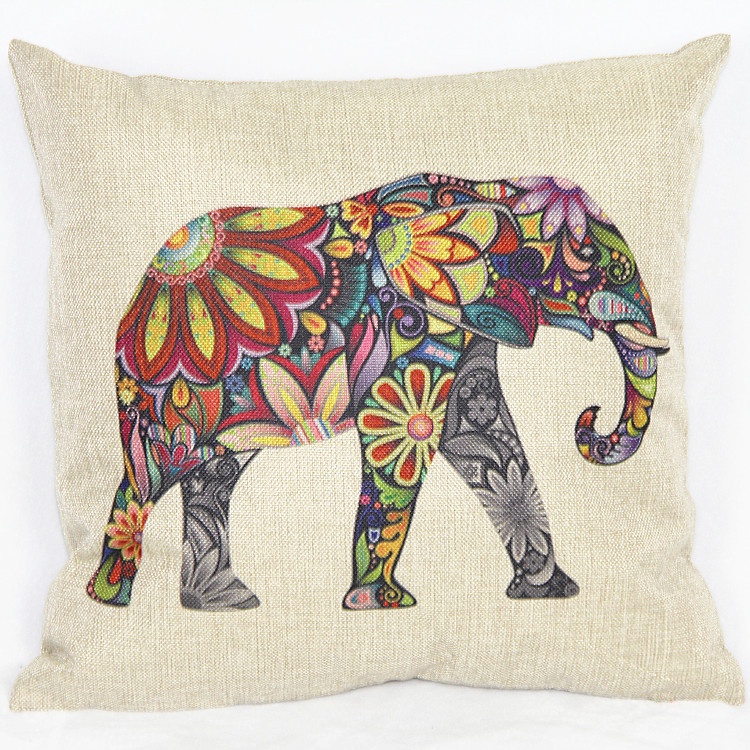 2015 explosion models wholesale European creative and colorful linen pillow elephant 45*45cm - no Pillow core