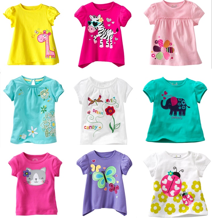 Retail Brand 2016New babyKids Girls Tshirt Child Clothing Childrens Tops Summer Clothes Short Sleeve Tee blouse shirts Cartoon