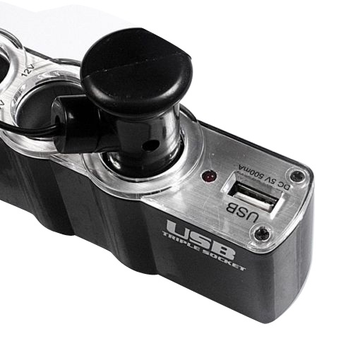 New hotCar Cigarette Lighter Multi Socket Splitter 3 Way USB Charger Adapter DC 12V 4JSU