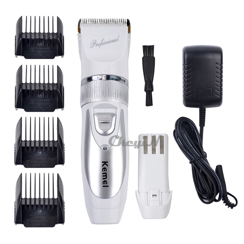 110V-220V + Extra Battery , Titanium Blade Kemei Professional Hair Trimmer Electric Hair Clipper Cutting Machine Shearer -P5859