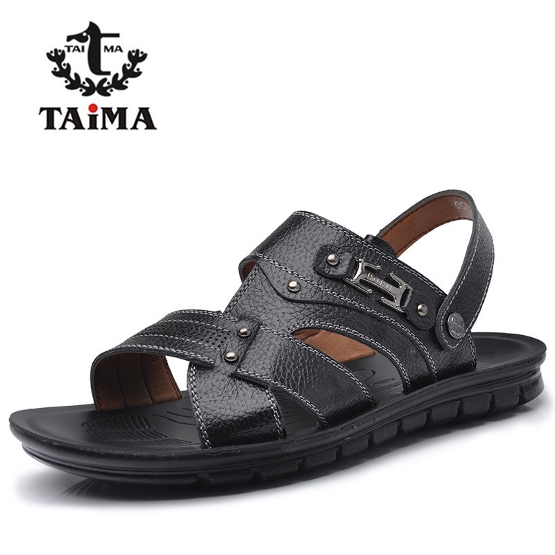 New Arrival Summer Fashion Men Genuine Leather Sandals Classic Breathable Casual Rome Sandals Shoes Men Brand TAIMA 41-47