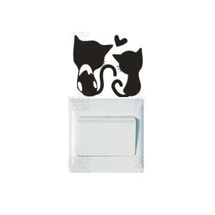 Switch sticker love cat cartoon cat fashion decorative hand-painted House romance wall stickers wall stickers