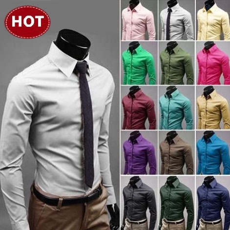 2015 Mens Slim fit Unique neckline stylish Dress long Sleeve Shirts Mens dress shirts 17colors ,size: M-XXXL 6492