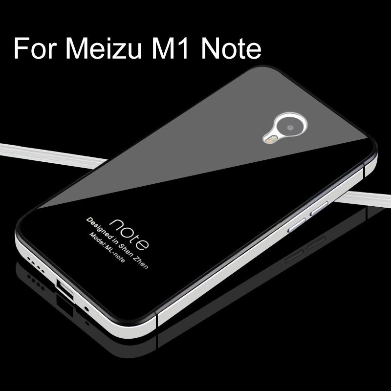 Meizu M1 Note case, ER&TO; Brand Tempered Glass back cover + Ultrathin Metal Frame cellphone case for Meizu M1 Note Free shipping