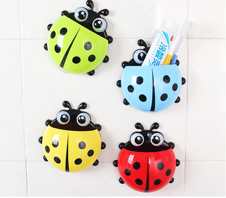 Lovely Ladybug Toothbrush Wall Suction  Bathroom Sets Cartoon Sucker Toothbrush Holder / Suction Hooks