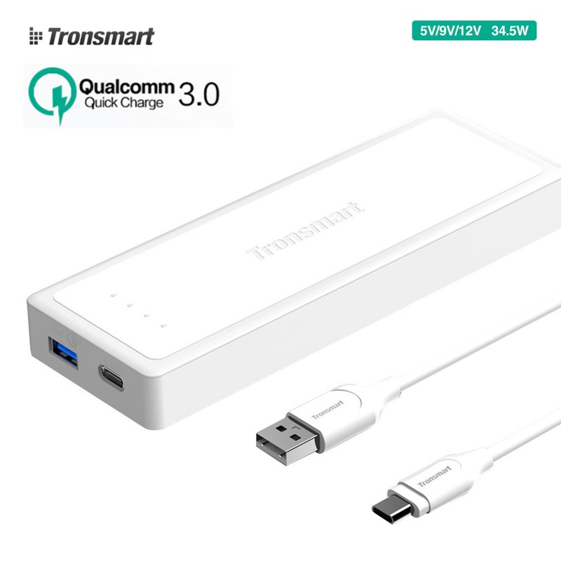 Tronsmart Presto Power Bank 12000mAh Lithium-ion Battery USB Type-C Quick Charge 3.0 Powerbank Portable Charger External Battery